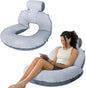 INSEN Reading Pillow, Back Pillow for Sitting in Bed and Couch, Gaming Pillow for Adults, Sit Up Support for Bed (Upgrade-Dot Velvet-Grey, Upgraded)