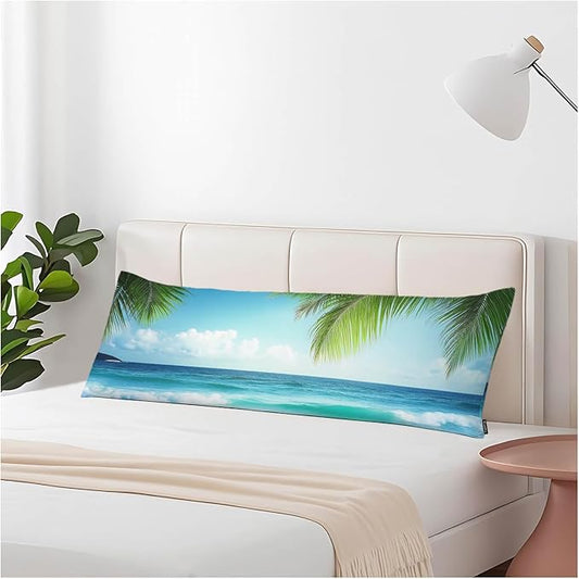 Tropical Beach Rectangle Body Pillow Covers Hawaii Ocean Sea Palm Leaves 20"X54" Couch Body Pillow Pillowcase Decorative Home Body Pillows Bed Pillow Cushion Covers for Sofa Car Shop