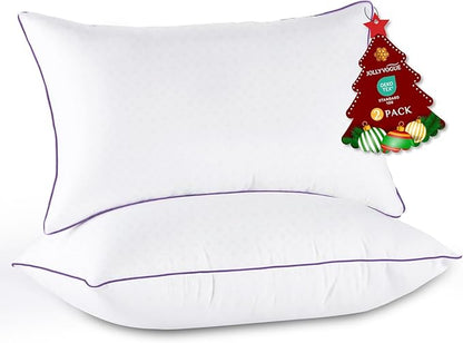 JOLLYVOGUE Pillows King Size Set of 2, Washable Supportive Bed Pillows with Super Soft Down Alternative Fill, Luxury Fluffy Hotel Quality for Side, Back, and Stomach Sleepers