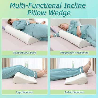 KAAMOS Bedsore Turning Wedge Pillow for Bed Sores Positioning Wedges Medical Pillows for Side Sleeping Pressure Ulcer Cushion Incline Foam Wedge for After Surgery Bedridden Elderly (23.6" Long)