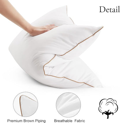 Deodar Goose Feather Down Pillows Standard Pack of 2 - Made in USA Bed Pillows Hotel Pillow Soft Fluffy for Sleeping Pillow for Sleepers 20" x 30"