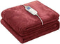 Wapaneus Heated Blanket Electric Twin Size 62"x84" with 10 Heating Levels 12 Timer Settings 8 Hours Auto-Shut Off,Flannel Fast-Heating Electric Blanket,ETL Listed Machine Washable,Red