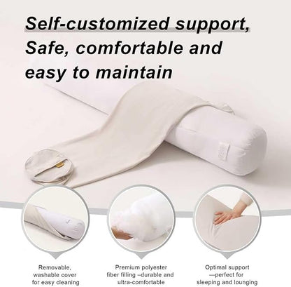 Body Pillow for Adults – Long Bolster Pillow for Bed, Round Cuddle Pillow, Full Support for Side Sleepers,59 x 7.87 Inches,Misty White
