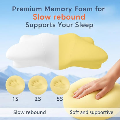 High Profile Cervical Pillow for Neck Support, Ergonomic Memory Foam Pillow for Side Sleepers, Firm Support for Neck Pain Relief – White