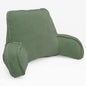 Super Soft Velvety Backrest Reading Bed Rest Pillow with Arms and Pockets 18" H for Sitting in Bed Couch Sofa, Back Support Wedge Cushion with Removable Cover, 20" x 18" x17", Sage Green