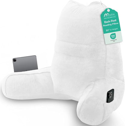 Sasttie Reading Pillow, Pillows for Reading or Relaxing – Ergonomic Support for Head, Neck, Back, and Lumbar, 21-Inch, White