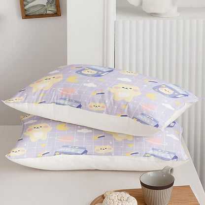QOOMO Kawaii Bear Comforter Queen Size,Cartoon Bear Bedding Set for Kids Teens Girls,3Pcs Bedding Set Printed Comforter with 2 Pillowcases,Down Alternative,Soft and Lightweight，Queen Size