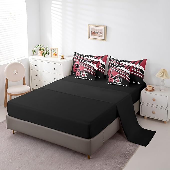 Erosebridal Football Sports Comforter Set Football Seasonal Color Bedding Queen, Sports Lovers Comforter + Flat Sheet + Fitted Sheet + 2 Pillowcases + 2 Throw Pillow Covers