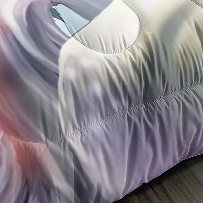 Kid Unicorn Comforter Set Queen Size 3Pcs Moon Star Rose Pattern Quilt Balloon Bedding Set for Boys Girls with 1 Comforter and 2 Pillowcases