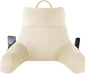 Reading Pillow with Arms for Adult, Back Pillow for Bed Sitting Up, Shredded Memory Foam Backrest Pillow with Pockets & Removable Washable Cover, Lounging, Watching TV, Reading(20" Beige)
