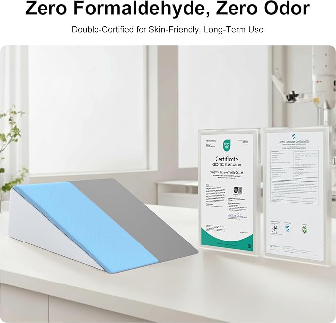 [2025 New 7.5" Memory Foam Wedge Pillow for Sleep Apnea, Sleeping, Acid Reflux Relief, Snoring, Dual Sided Cooling & Warm Fabric Triangle Pillow Wedge for After Surgery, Back, Leg - Gray