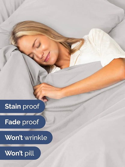 Extra Deep Twin Sheet Set - 4 Piece Breathable & Cooling Sheets - Hotel Luxury Bed Sheets Set - Easy & Secure Fit - Soft, Wrinkle Free & Comfy Sheets Set - French Grey Sheet Set w/Extra Deep Pockets