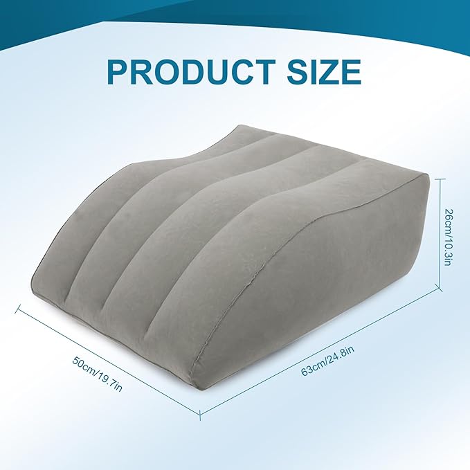 Inflatable Leg Elevation Pillow, Wedge Pillow for Sleeping, Portable Wedge Pillow, Improve Circulataion and Reduce Swelling, for Sleeping, Recovery, Pregnant (Grey)