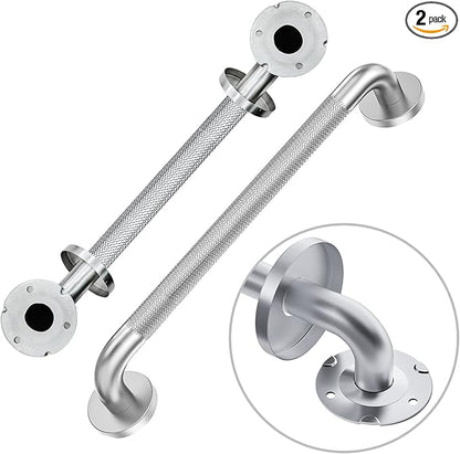 Handicap Grab Bars, 2 Pack 18 Inch Shower Grab Bar for Seniors, 304 Stainless Steel ADA Grab Bars for Bathtubs and Showers, Toilet, Safety Shower Handles for Elderly, Disabled (Brushed Nickel Knurled)