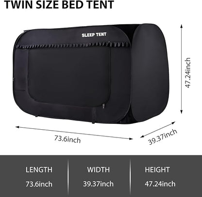 Pop Up Bed Tent 93% Blackout Large Space Portable Indoor Breathable Canopy,Twin Size 2 Doors Sleeping Privacy Tent for Kids and Adult Big Sleeping Cottage