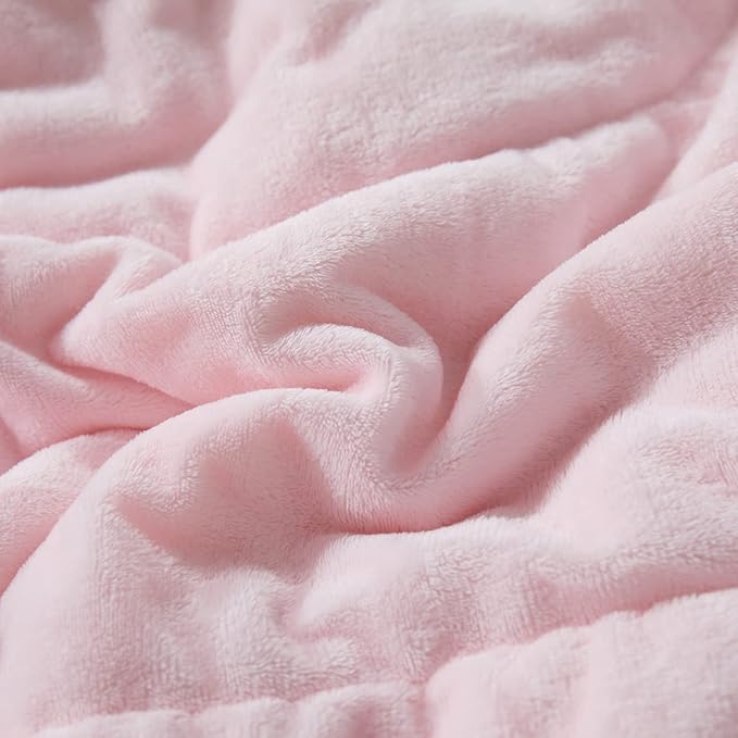Wajade Faux Fur Plush Pink Comforter Set Fluffy Fuzzy Shaggy Bedding Set - 3PC Full/Queen Microfiber Soft Warm Quilt Set