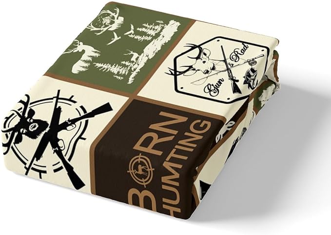 Hunting Deer Antler Duvet Cover Set King Size,Fishing Arrow Wild Animal Comforter Cover with 2 Pillowcases,Green Geometric Plaid Modern Bedding Set for Adult Young Bedroom Xmas Gift