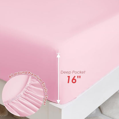 Twin Comforter Set for Kids, Boys, Girls, 4 Pieces Bed-in-a-Bag Bedding Set, All Season Ultra Soft Sheets Set with Comforter, Pink Unicorn