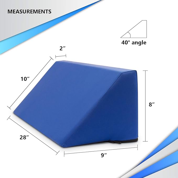 NYOrtho Positioning Wedge 40° – Bed Wedge Pillow for Pressure Relief & Alignment – Multi-Angle Cushion for Bedridden Patients, Hip, Coccyx, Spine Support, Water-Resistant – 28x10x8x2 in