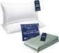 Beckham Hotel Collection Bed Pillows with Cotton Pillowcases King Size Sets of 2, Soft Down Alternative Pillows for Sleeping, Open End Cases for Easy Changing, Aqua Gray