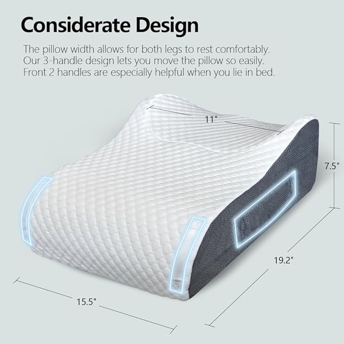Leg Elevating Pillow Leg Elevation Pillow for Legs/Knee/Ankle Post Surgery Memory Foam Cooling Fabric Eases Legs/Feet/Calves Pressure Speeds Post Surgery Recovery