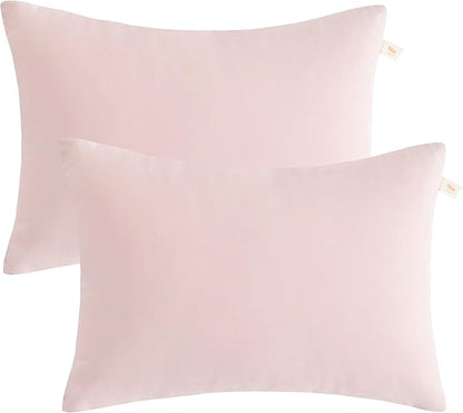 BEDSUM 2 Pack Pillows, 13"x18" Microfiber Pillow for Travel, Pets, Soft and Machine Washable Small Pillows for Neck, Wrist, and Knee Comfort, Pink