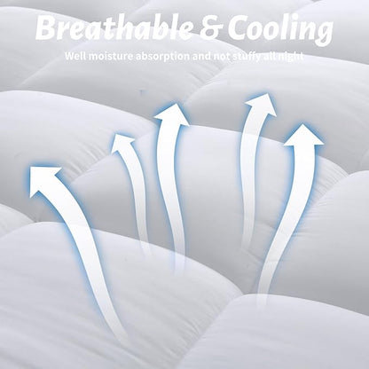 Mattress Topper with Deep Pocket, Extra Thick Pillow Top Mattress Pad, Breathable & Cooling Mattress Cover, Fits 8-21 Inch, Soft Support for Back Pain Relief, Mattress Protector (King, White)