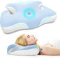 Cervical Neck Pillow，Ergonomic Memory Foam Pillows for Neck and Shoulder Pain Relief,Adjustable Contour Neck Support Bed Pillow for Side Back Stomach Sleepers-Women Men Gift(Baby Blue)