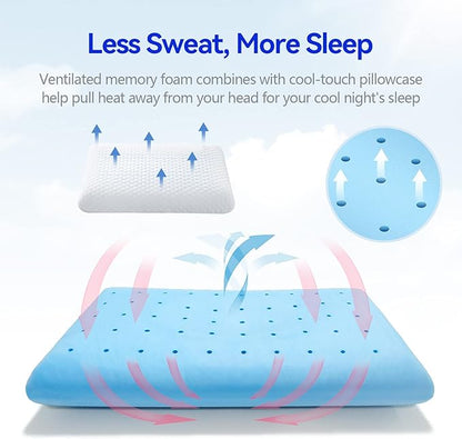 inight Memory Foam Pillows, for Sleeping, Soft Tex Pillow, Bed Pillows for Back Sleepers & Side Sleepers - 1 Pack Standard Size, 5 Inches Loft