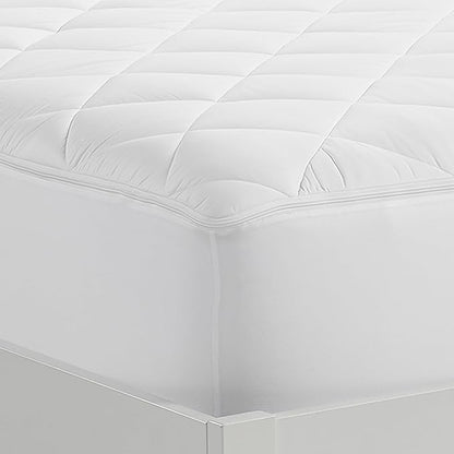 Serta Air Dry Extra Comfort Plus 100% Cotton Fabric Quilted Mattress Pad, Cooling and Breathable Mattress Cover, Moisture Wicking Protection with 18" Deep Pocket, Full, White