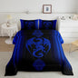 Feelyou Blue Dragon Comforter Set Gradient Ombre Blue Teens Women Bedding Set for Kids Boys Girls Vintage Boho Paisley Decor Comforter Exotic Trippy Quilt Set 3Pcs Queen Size