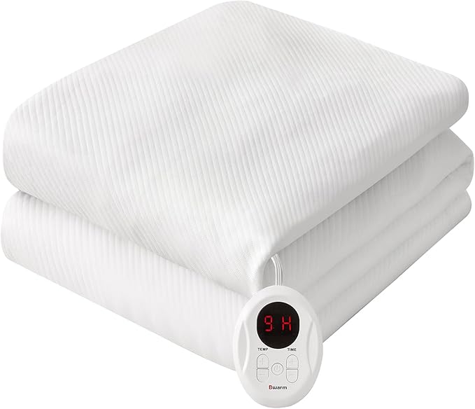 Bwarm Waterproof Heated Mattress Pad, ETL Certified Bed Warmer with Memory Function with 9 Heat Settings, 1-12 Hours Auto Off Deep Pocket, Machine Washable, White Twin XL