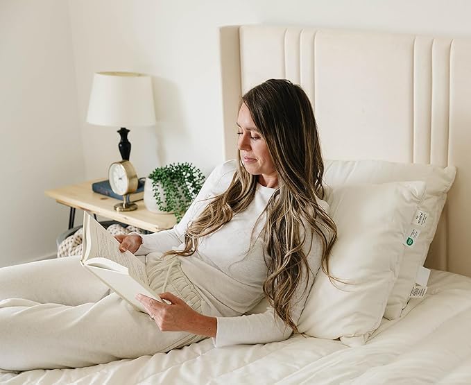 Woolino Premium Wool Pillow, Breathable 100% Wool Fill & Organic Cotton Cover Pillow Insert & Washable Quilted Shell, Sleeping Pillow with Adjustable Loft to Customize Thickness, Queen - 20x30 Inches