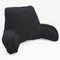 Super Soft Velvety Backrest Reading Bed Rest Pillow with Arms and Pockets 18" H for Sitting in Bed Couch Sofa, Back Support Wedge Cushion with Removable Cover, 20" x 18" x17", Black