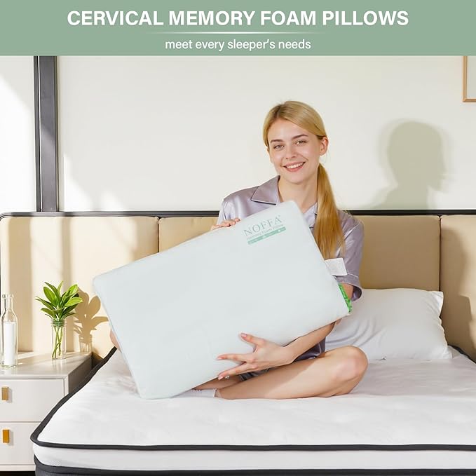 2 Pack Cervical Neck Pillow for Neck Pain Relief, Contour Memory Foam Pillows, Cooling Ergonomic Pillows for Sleeping Side, Back & Stomach Sleepers, Breathable Bed Pillows Neck Support, Extra Soft