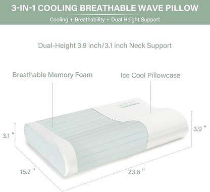 2 Pack Cervical Neck Pillow for Neck Pain Relief, Contour Memory Foam Pillows, Cooling Ergonomic Pillows for Sleeping Side, Back & Stomach Sleepers, Breathable Bed Pillows Neck Support, Extra Soft