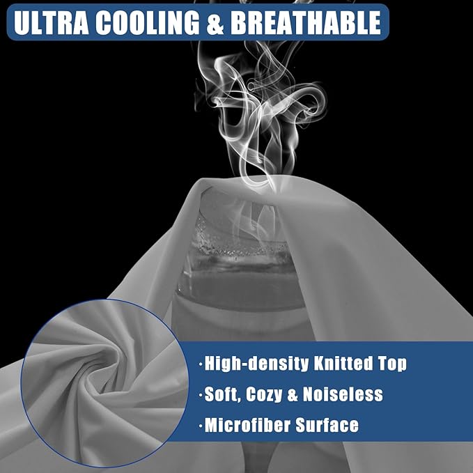Waterproof Mattress Protector Twin Size, 2 Pack Breathable Mattress Cover, Fitted Deep Pocket Mattress Pad Cover Stretches up to 21 Inches, Soft Noiseless Bed Cover