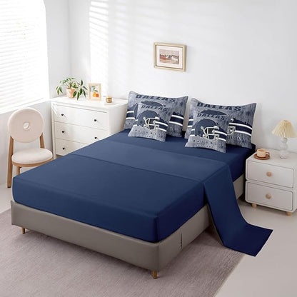 Erosebridal Cowboys Football Bed in A Bag Boys Girls Bedding Set Gridiron Gifts for City Fans Women Men Comforter Sets with Sheets Rugby Sports 7 Pieces Bed Set Full