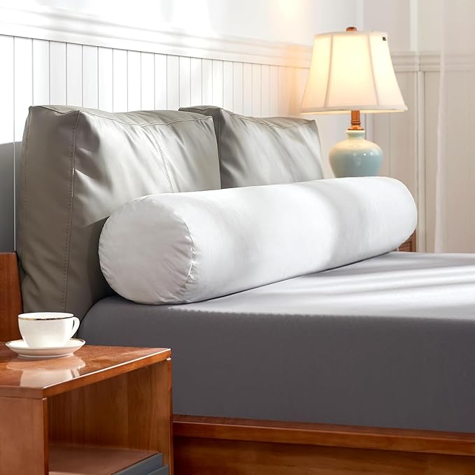 SyMax 7.8"x76" Body Pillow for King Bed, Memory Foam Bolster w/Removable Velvet Cover, Headboard Gap Filler Pillow, White