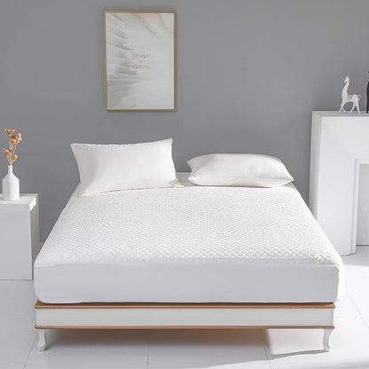 Twin Size Bed Waterproof Mattress Protector Fitted Mattress Pad Cover with Deep Pocket Up to 15''
