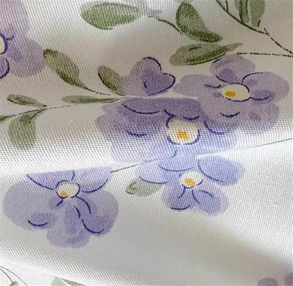 Floral Duvet Cover Queen Size Purple Lavender Heart Bedding Set 3Pcs Spring Romantic Aesthetic Garden Flower Love Pattern Cooling Comforter Cover with Zipper Closure and 2 Pillowcases