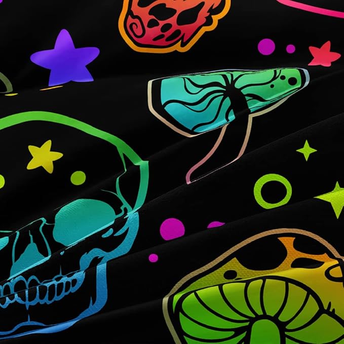 Mushroom Duvet Cover Full Trippy Comforter Cover Aesthetic Bedding Set Colorful Bed Set Spring Mushroom Bedroom Decor