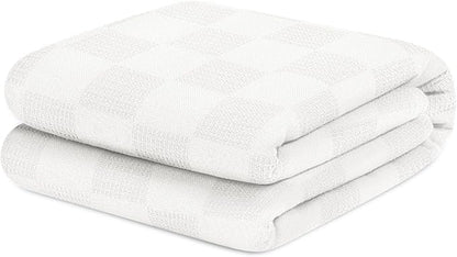 Avalon Bedding 100% Cotton Blanket Twin Size Thermal Blanket (72"x90") - Perfect Cotton Blankets Twin Size for Layering Bed in Any Season - Cotton Blankets for Bed (White)
