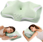 Cervical Neck Pillow, Cooling Ergonomic Memory Foam Pillows for Deep Sleep with Luxury Washable Pillowcase, Contour Orthopedic Neck Support Bed Pillows for Side Back Stomach Sleepers Queen Size-Green