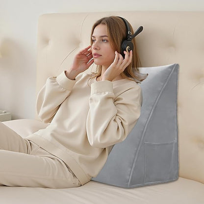 Wedge Pillow Headboard Reading Pillow Triangular Backrest Support Pillow for Sitting in Bed Positioning Support Pillow for Sofa Daybed Removable Cover
