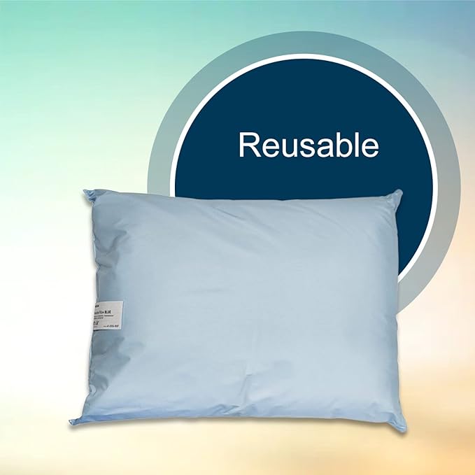 McKesson Medical Pillow [12 Count] Reusable Hospital Bed Pillows, Vinyl Cover, Fluid Moisture and Stain-Resistant, Blue, 20 in x 26 in