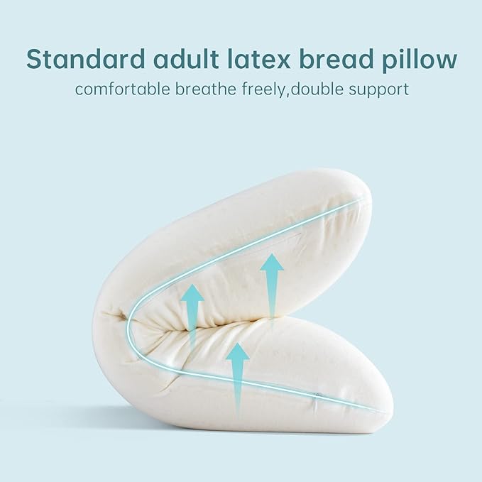 Talalay Latex Pillow, Medium Soft Latex Foam Pillow for Sleeping, Queen Size Bed Pillow for Back with Removable Cotton Inner Cover, Side and Stomach Sleepers, Helps Relieve Shoulder and Neck Pain