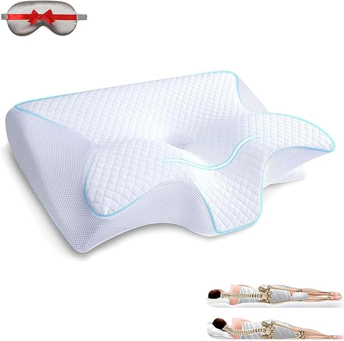 Sleep Apnea Pillow,Advanced Memory Foam Breathable Contour Support,Orthopedic Contour Pillow for Side Sleepers, Ergonomic Neck Support–Soft Removable Washable (White)