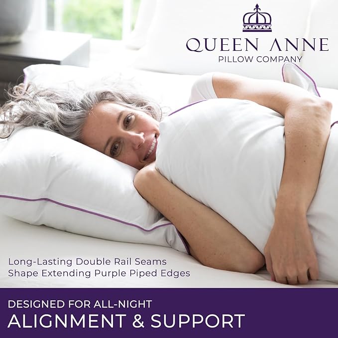 Queen Anne Hotel Collection Pillows – Luxury Down Alternative Bed Pillows (2-Pack, Queen Medium) – Ultimate Comfort, Hypoallergenic, Made in The USA
