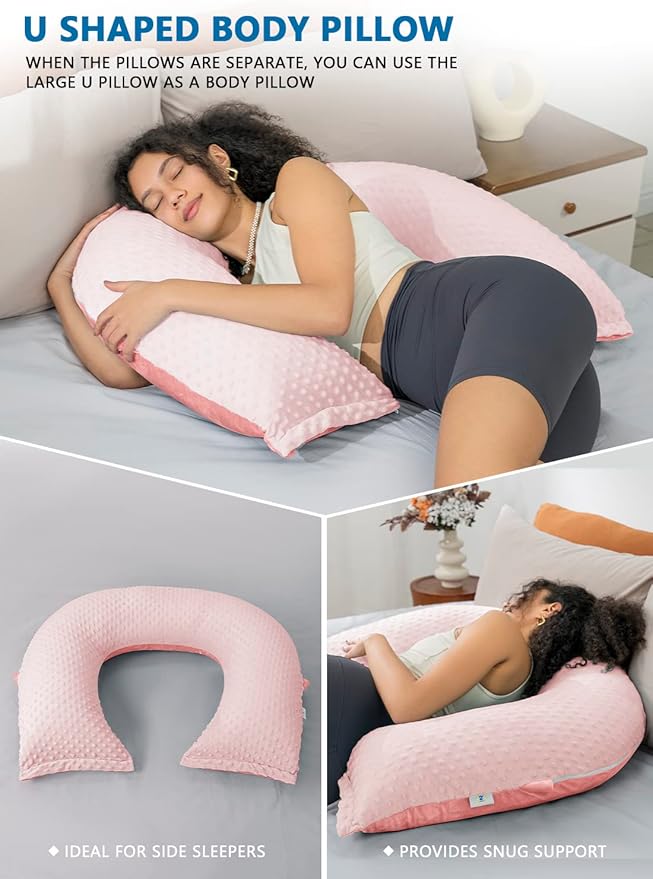 INSEN Reading Pillow, Back Pillow for Sitting in Bed and Couch, Gaming Pillow for Adults, Sit Up Support for Bed, Pink Bubble Velvet
